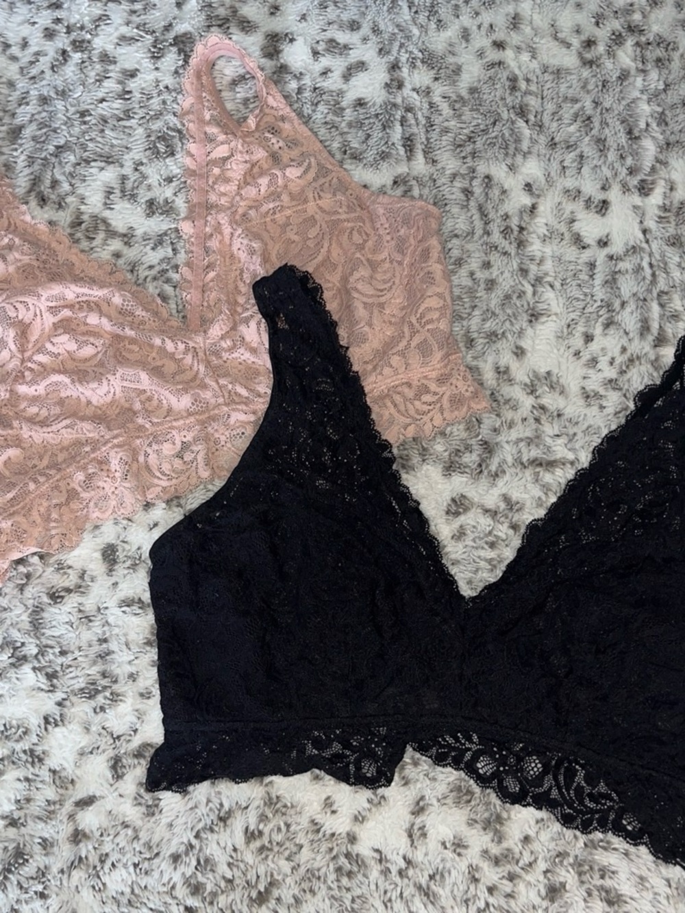 Forever 21 Lace Bralette Set — Black & Blush